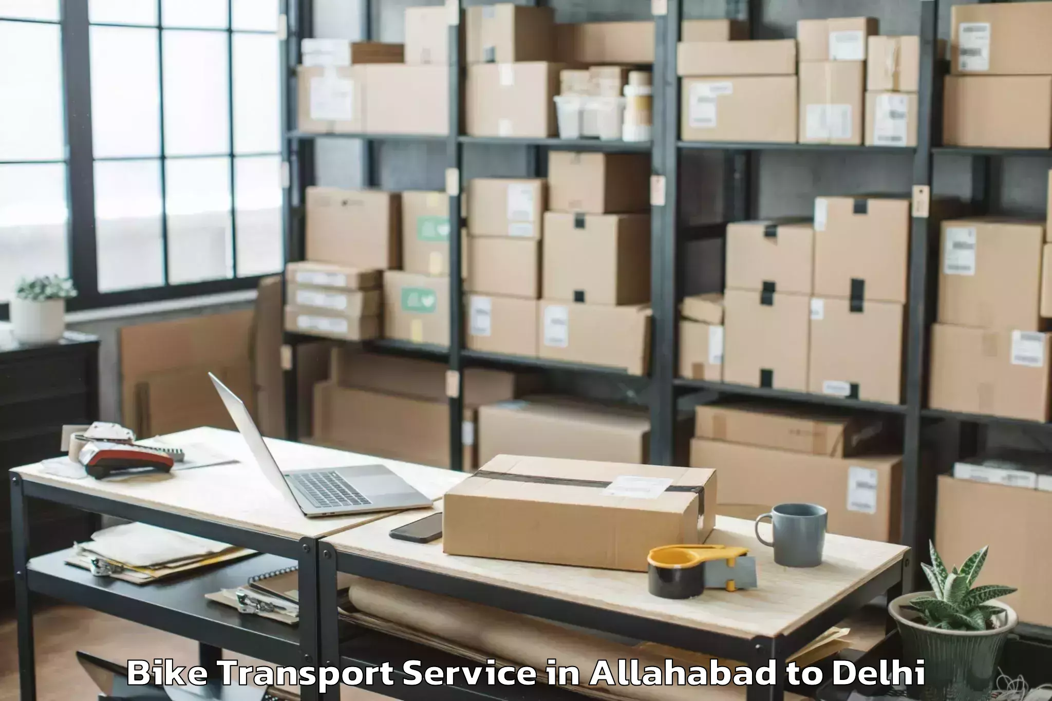 Book Allahabad to Okhla Industrial Estate Okhla Bike Transport